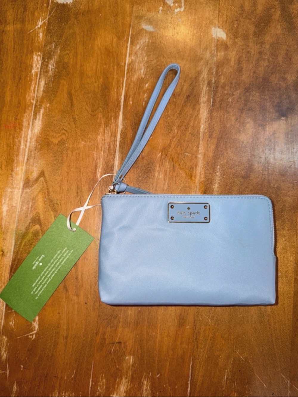 kate spade Light Blue Leather Wristlet Clutch